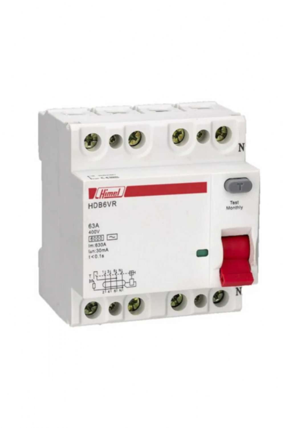 Himel 4 Kutuplu 63A 300mA Kaçak Akım Koruma Rölesi (RCCB) – 4x63A HDB3VR463TC