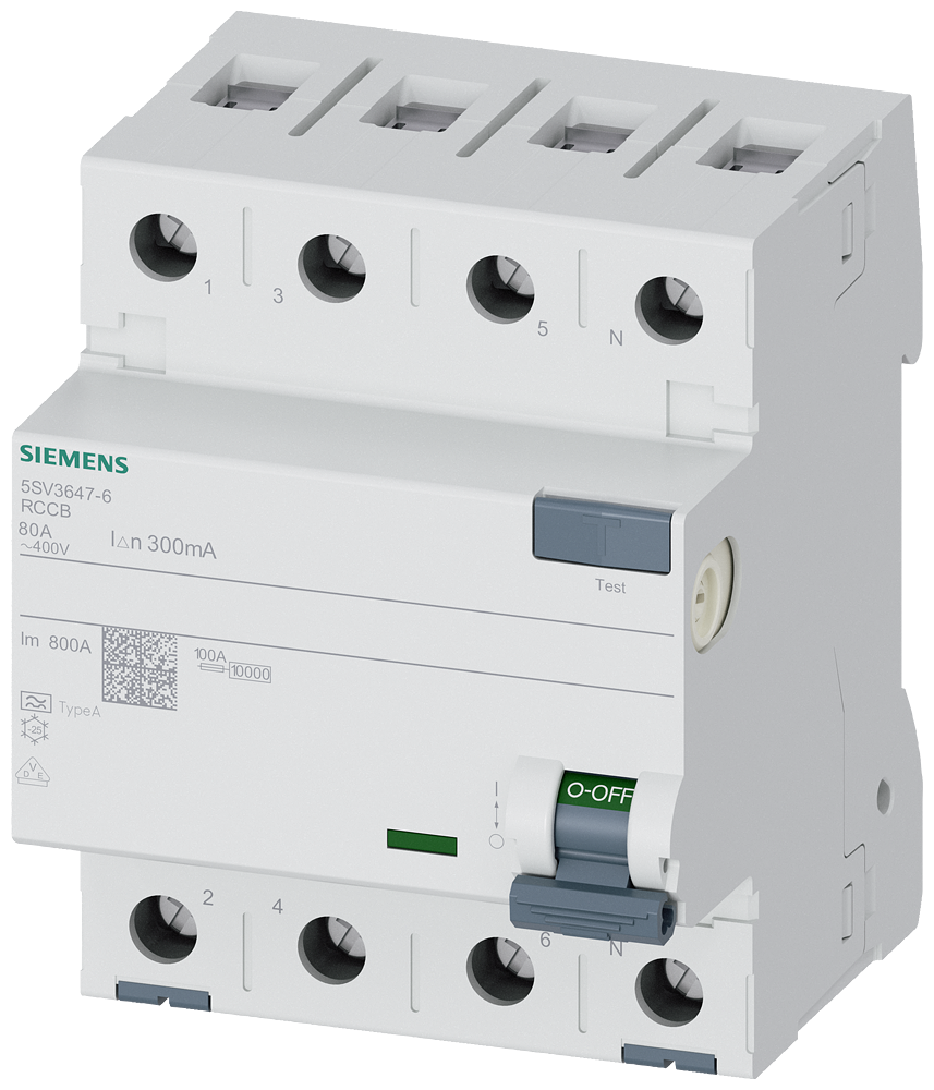 Siemens 5SV3647-6 Kaçak Akım Rölesi 4x80A 300mA | RCC